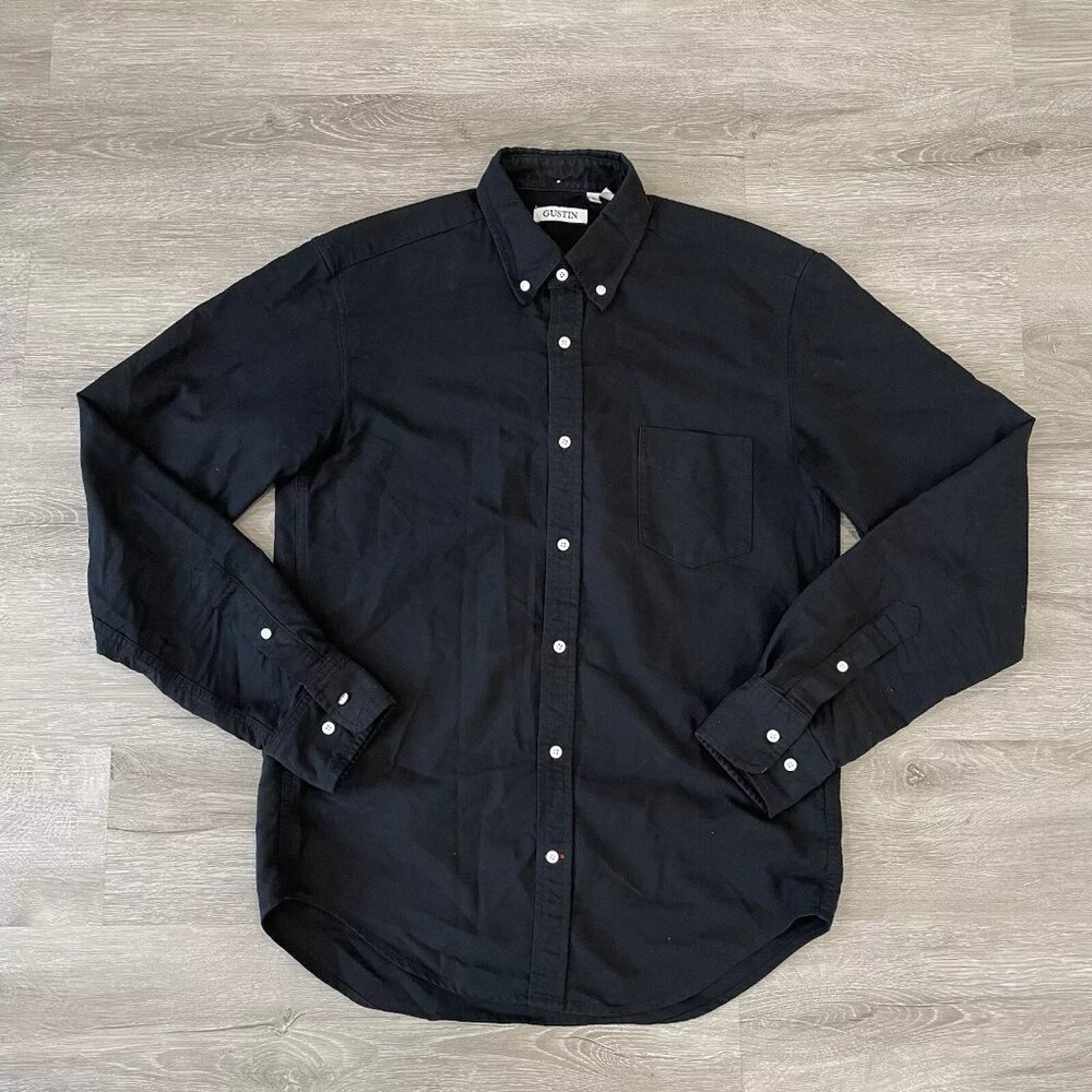 Gustin Japan Oxford Cloth Slim Fit Button Down Shirt Made in USA Black Size L